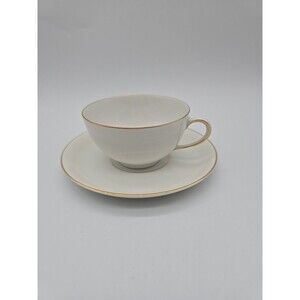 Thomas R Germany Porcelain Cup & Saucer Set White w Gold Trim